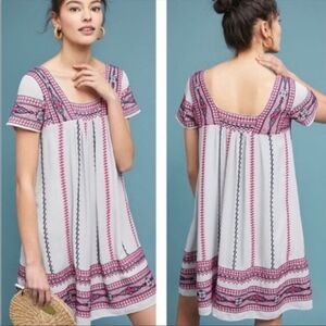 Anthro Maeve Ruidoso Embroidered Dress